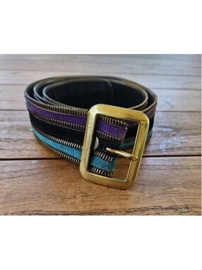 J.J Winters Multi Color Suede Zipper Belt Size M